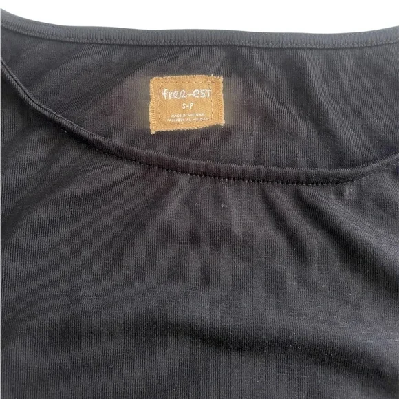 NWT Free People Good Feels Long Sleeve Mini Ruffle Dress Black Sz SMALL festival - Picture 11 of 16